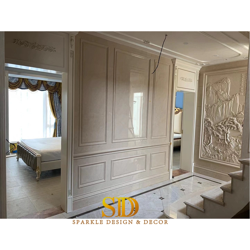 Luxury Villa Palace Interior Wall Decoration Beige Marble Carving Panels Stone Carving Wall Art Panels for Sale