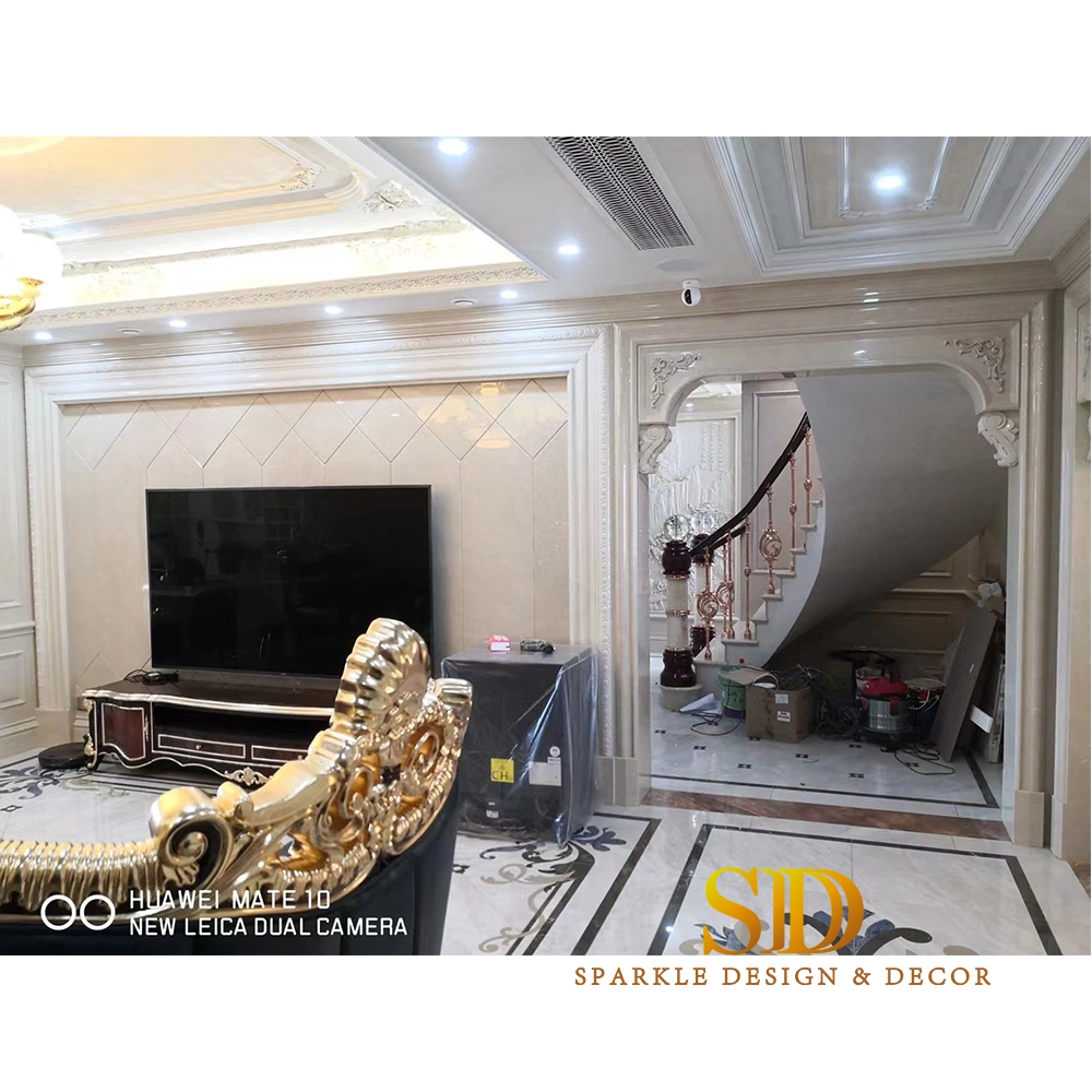 Luxury Villa Palace Interior Wall Decoration Beige Marble Carving Panels Stone Carving Wall Art Panels for Sale